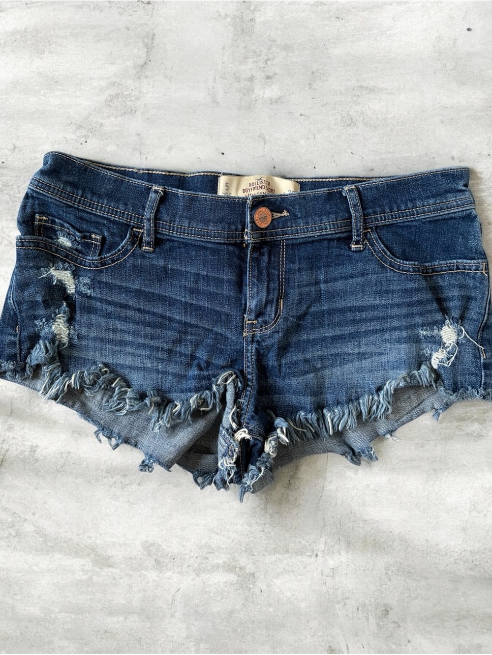 Hollister Lowrise Y2K style Dark Blue Distressed Denim Cutoff Shorts